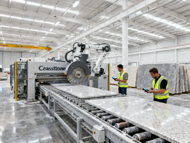 Caesarstone quartz manufacturing facility production line