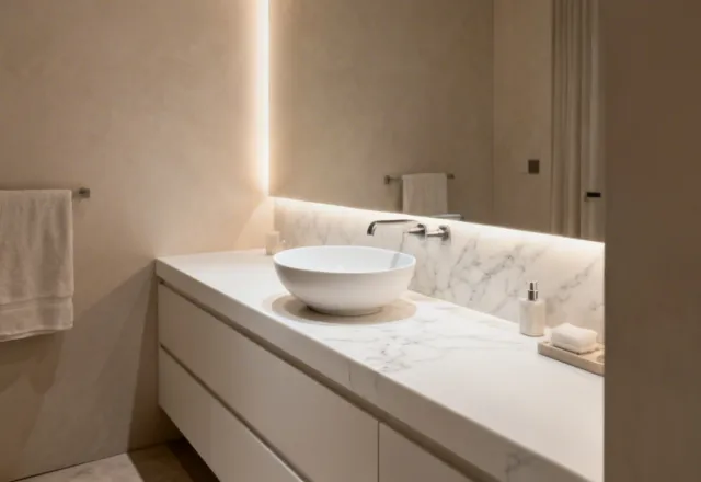 Caesarstone bathroom vanity countertop with vessel sink