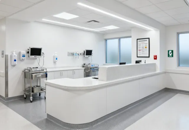 Caesarstone quartz surfaces in healthcare nursing station