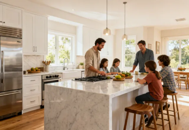 Caesarstone kitchen countertop in residential open plan